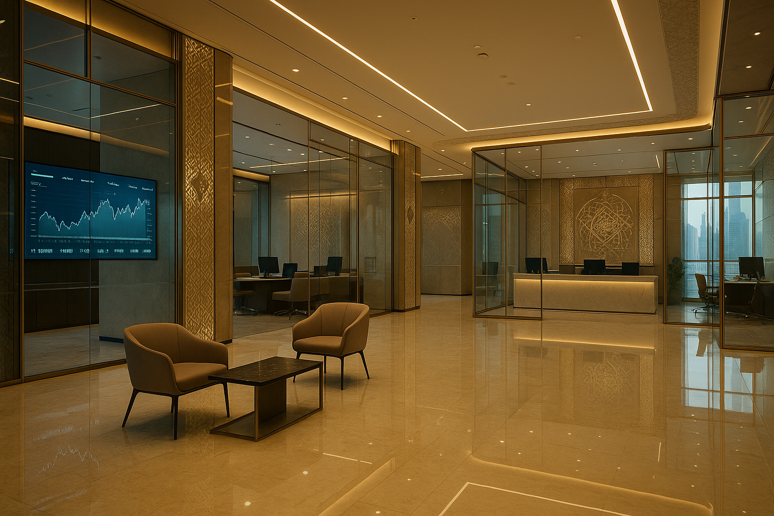 Modern bank branch interior