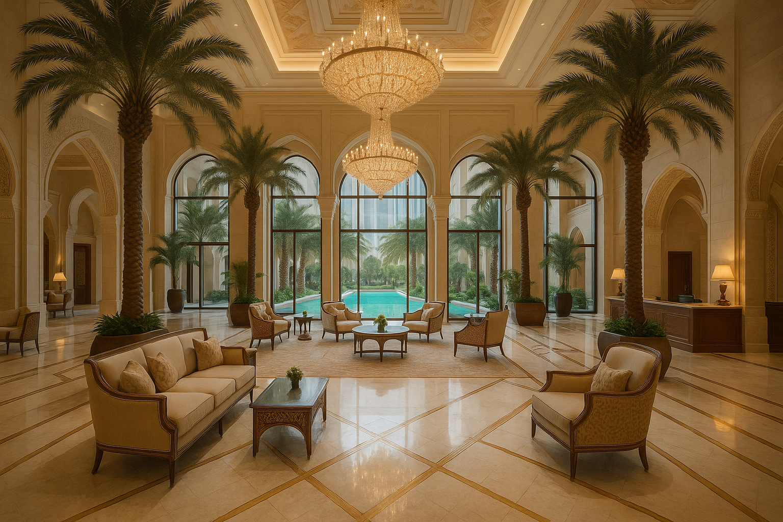 Luxury hotel lobby in Dubai